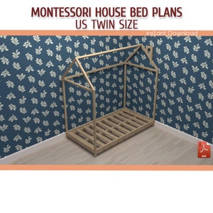 Twin Size Montessori Toddler House Bed Plans, DIY Twin Size Floor House Bed Plan, Floor Bed Frame Plan - Download PDF