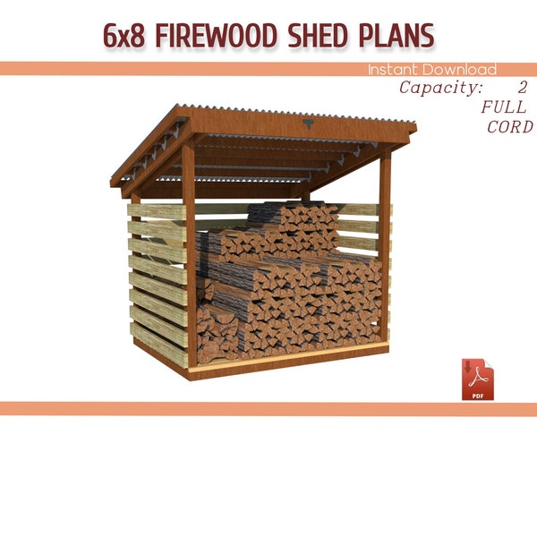6x8 Firewood Shed DIY Plans, Shed for Firewood Plan - Download PDF
