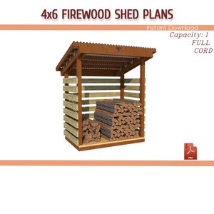 4x6 Firewood Shed DIY Plans, Build Firewood Shed for Garden Plan - Download PDF