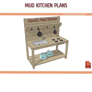 Mud Kitchen Plans, DIY Build Outdoor Mud Kitchen for Kids -  Download Blueprint PDF