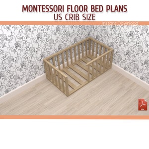 Crib Size Montessori Floor Bed Plans - Crib Size Wooden Floor Bed Frame DIY Plans - Download PDF