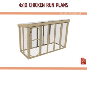 4x10 Chicken Coop Run Building Plans - DIY Chicken Run Plans, Small Walk-in Chicken Run Plans - Download PDF