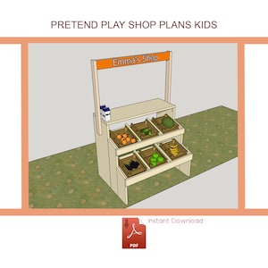 Pretend Play Stand Plans for Kids - DIY Wooden Play Stall - Woodworking Pretend Play Shop - Download PDF