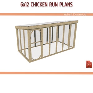 6x12 Chicken Coop Run Building Plans - 6x12 Chicken Run DIY Plans, Walk-in Chicken Run Plans - Download PDF