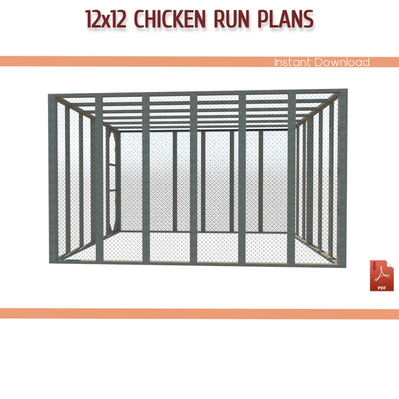 12x12 Chicken Coop Run DIY Plans – Walk-in Design (download PDF) - Etsy