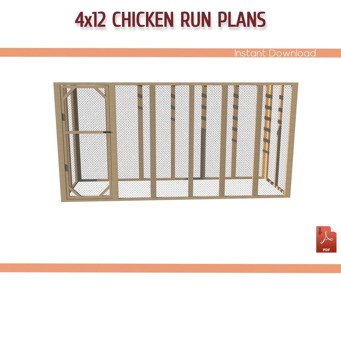 4x12 Chicken Coop Run Building Plans DIY Walkin Chicken Run Etsy