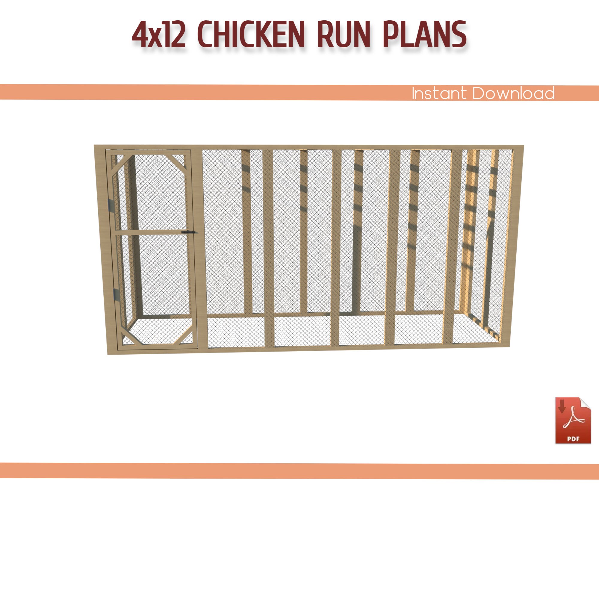 4x12 Chicken Coop Run Building Plans DIY Walkin Chicken Run Etsy
