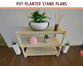 DIY Planter Stand Plans: Wooden Plant Pot Stand (Download PDF)