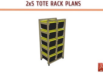 2x5 Tote Rack Plans | Double Row Garage Storage Organizer (PDF Download)