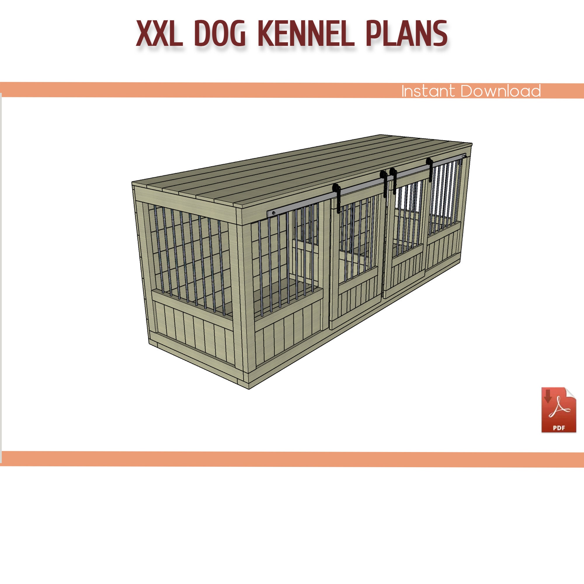 Xxlarge Double Dog Kennel DIY Plans Xxlarge Wooden Dog Crate Etsy
