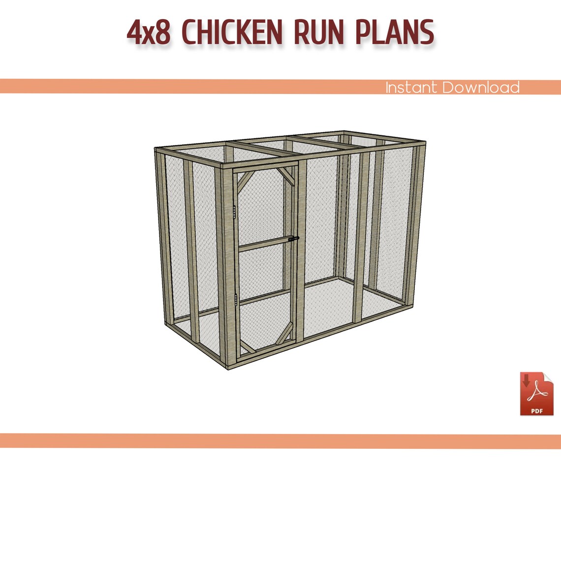 4x8 Chicken Coop Run DIY Plans 8x4 Chicken Run Building Etsy