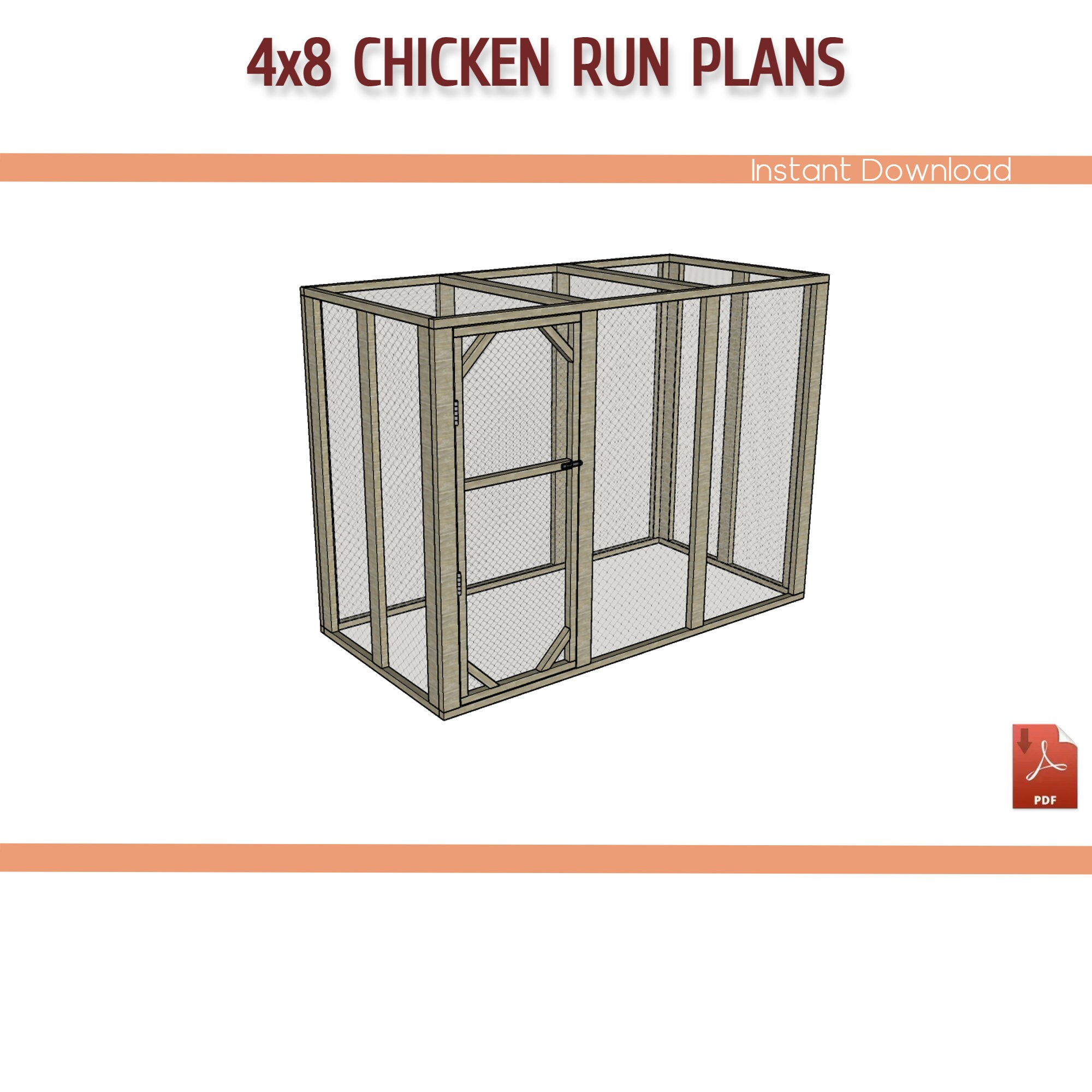 4x8 Chicken Coop Run DIY Plans 8x4 Chicken Run Building Etsy