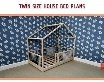 DIY Twin Size Montessori House Bed Plans – Wooden Bed Frame (Download PDF)
