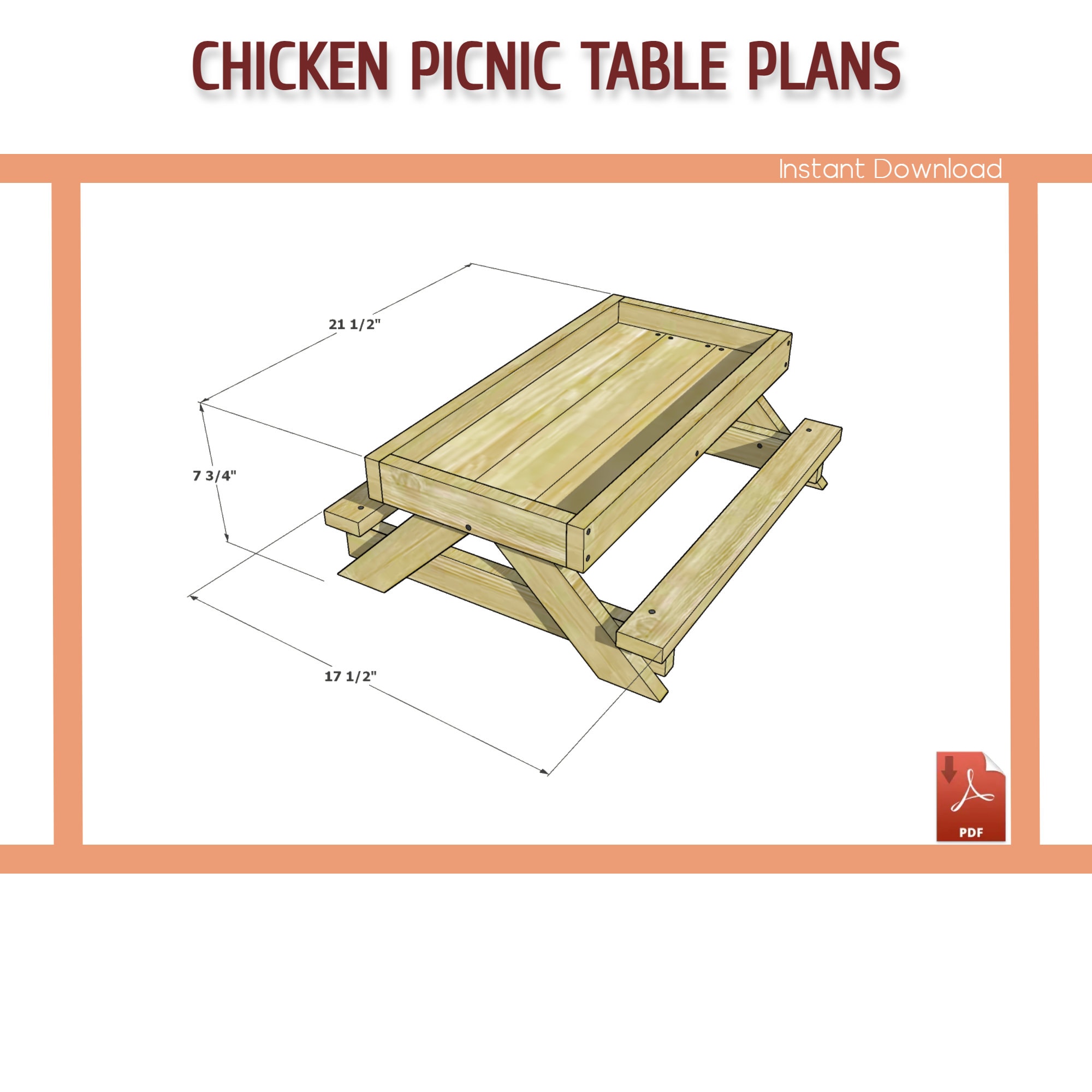 Chicken Picnic Table Plans DIY Chicknic Table Plans Etsy Chicken Picnic Table Plans DIY Chicknic Table Plans Etsy