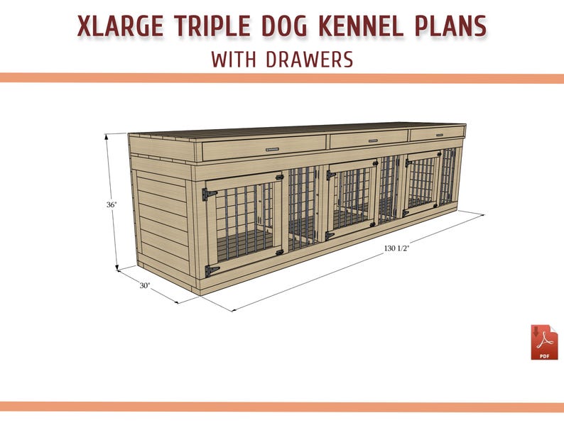 View of Xlarge Triple Dog Kennel DIY Plans: Wooden Dog Crate Furniture ...
