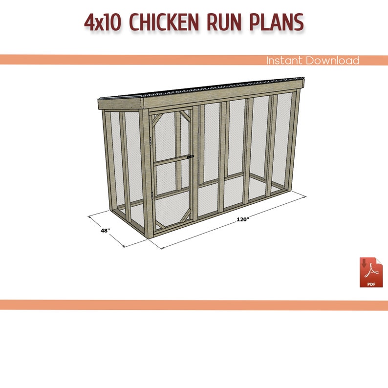 4x10 Chicken Run Building Plans – DIY Walk-in Coop (PDF Download) - Etsy