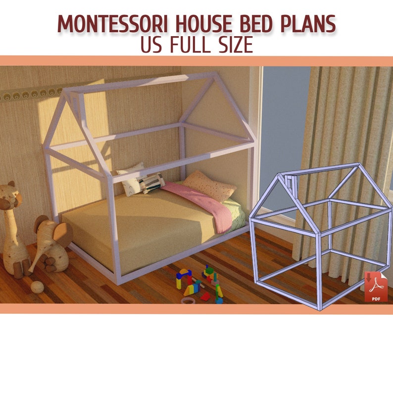 Montessori Floor House Bed Plan Full Size Toddler Bed Plan Etsy