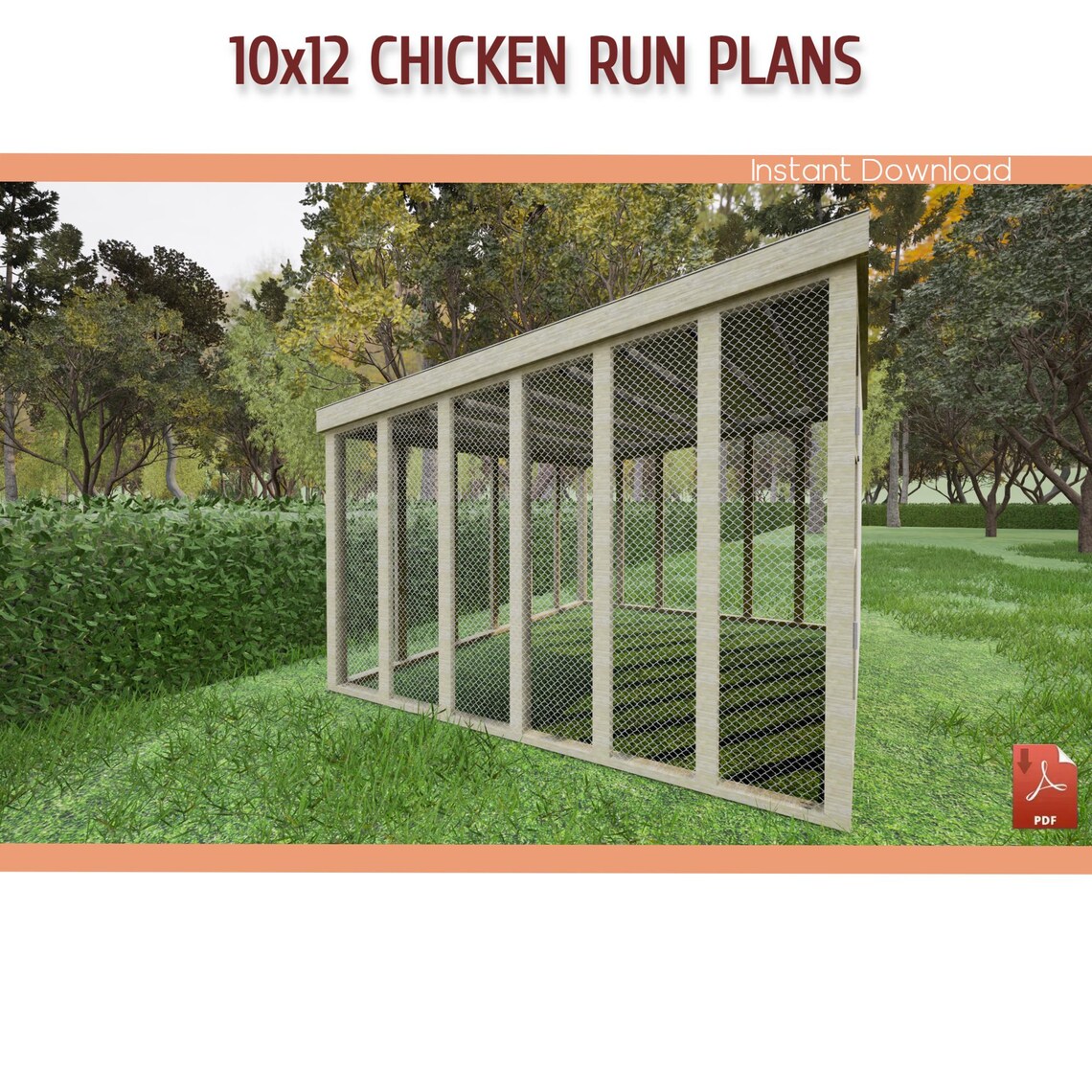 10x12 Walk-in Chicken Coop Run DIY Building Plans (PDF Download) - Etsy