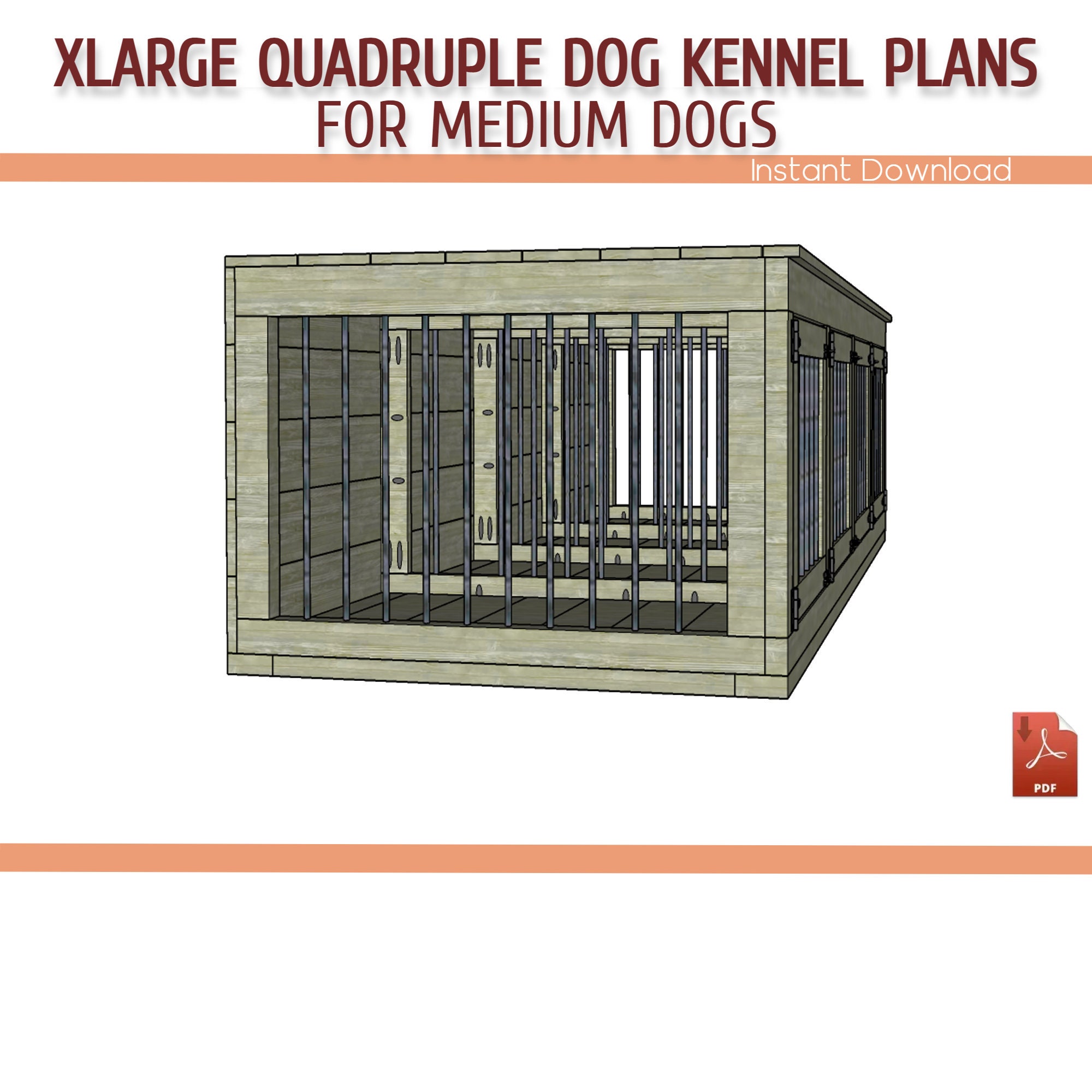 Xlarge Quadruple Dog Kennel DIY Plans Xlarge Wooden Dog Etsy