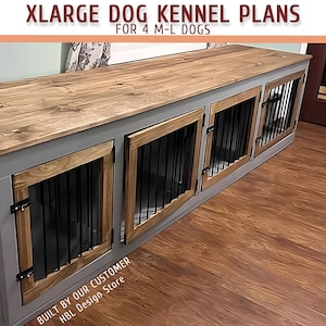 XLarge Dog Kennel DIY Plans - Wooden Crate Plans for 4 M-L Dogs - Download PDF