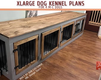 XLarge Dog Kennel DIY Plans - Wooden Crate Plans for 4 M-L Dogs - Download PDF