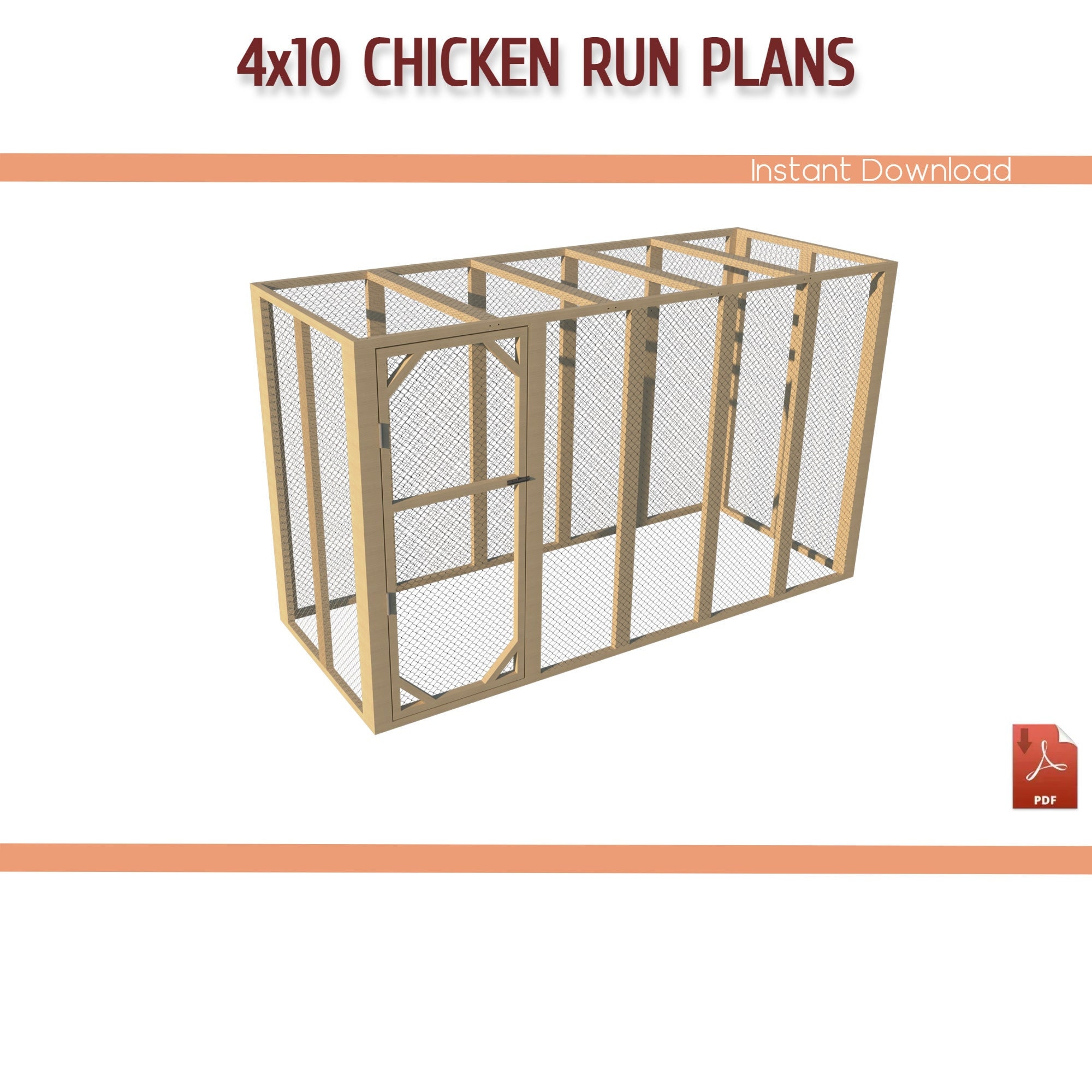 4x10 Chicken Coop Run DIY Plans Small Walkin Chicken Run Etsy