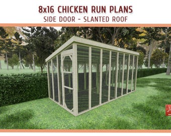 8x16 Chicken Coop Run DIY Building Plans - Walk-in Design (PDF Download)