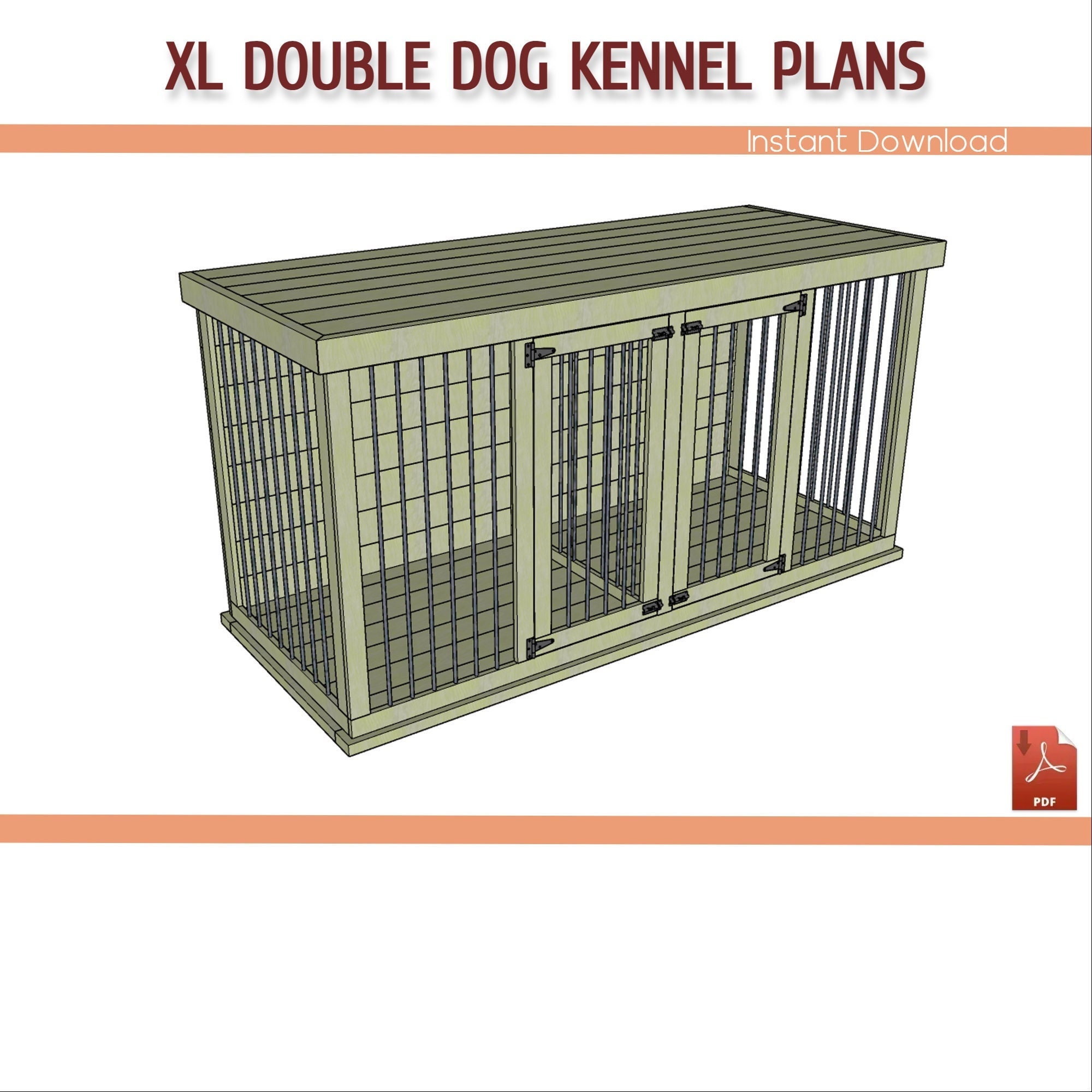 Double Dog Kennel DIY Plans XL Wooden Dog Crate Building Etsy