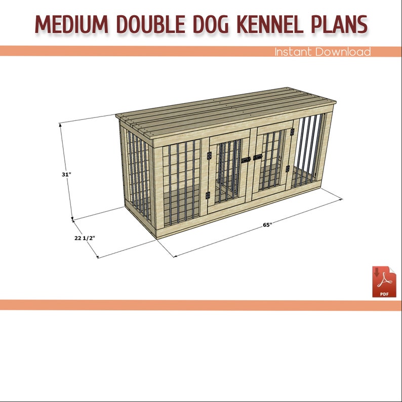 Double Dog Kennel Building Plans Wooden Medium Size Dog Etsy