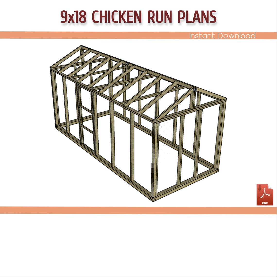 9x18 Chicken Coop Run Plans DIY Chicken Run Building Plans Etsy