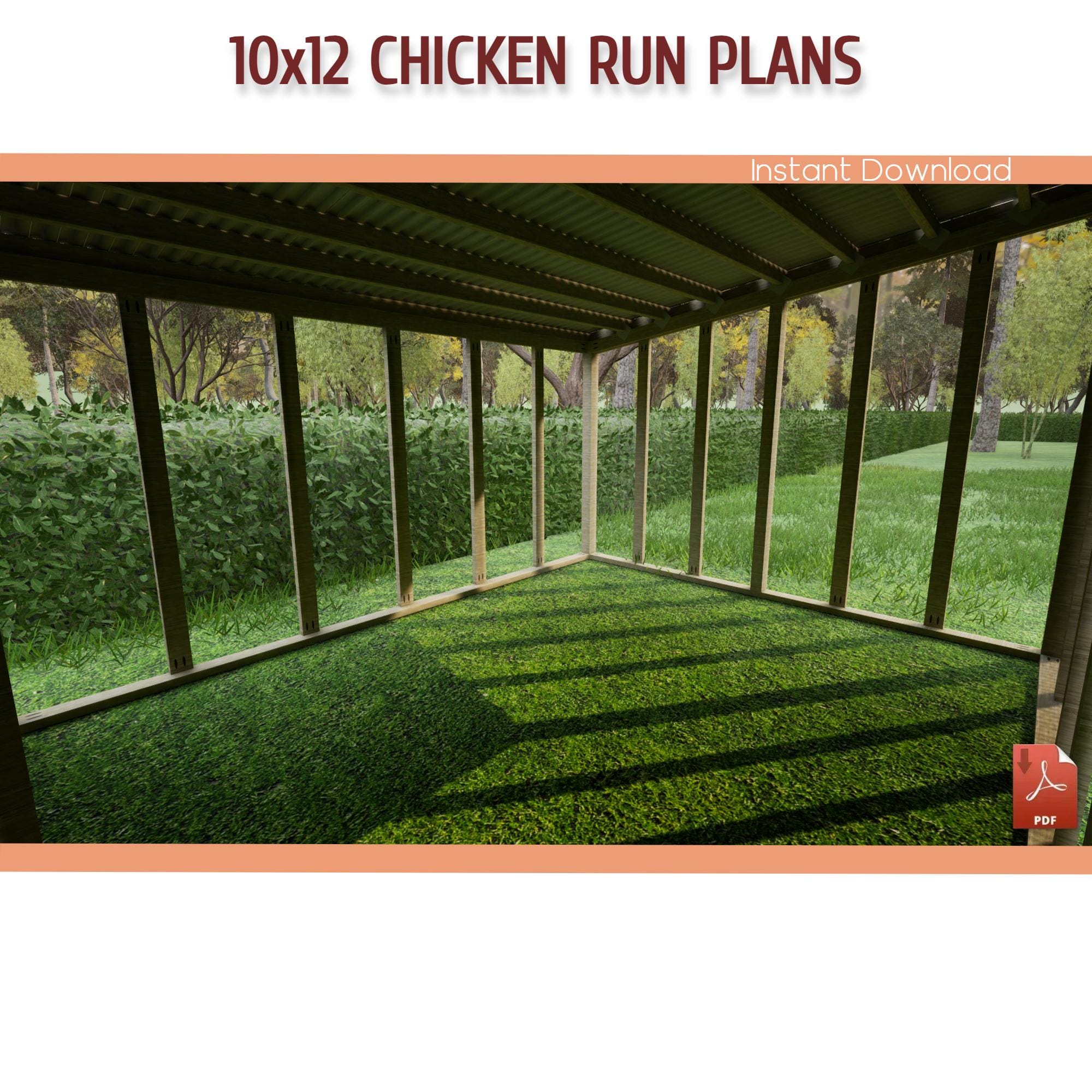 10x12 Walk-in Chicken Coop Run DIY Building Plans (PDF Download) - Etsy