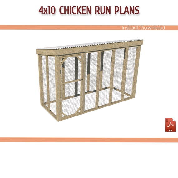4x10 Chicken Coop Run Building Plans DIY Chicken Run Plans Etsy