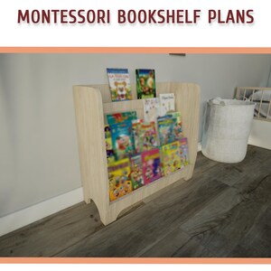Montessori Toddler Bookshelf Plans - DIY Wooden Bookcase Plan for Kids, Kids Room Bookshelf Plans