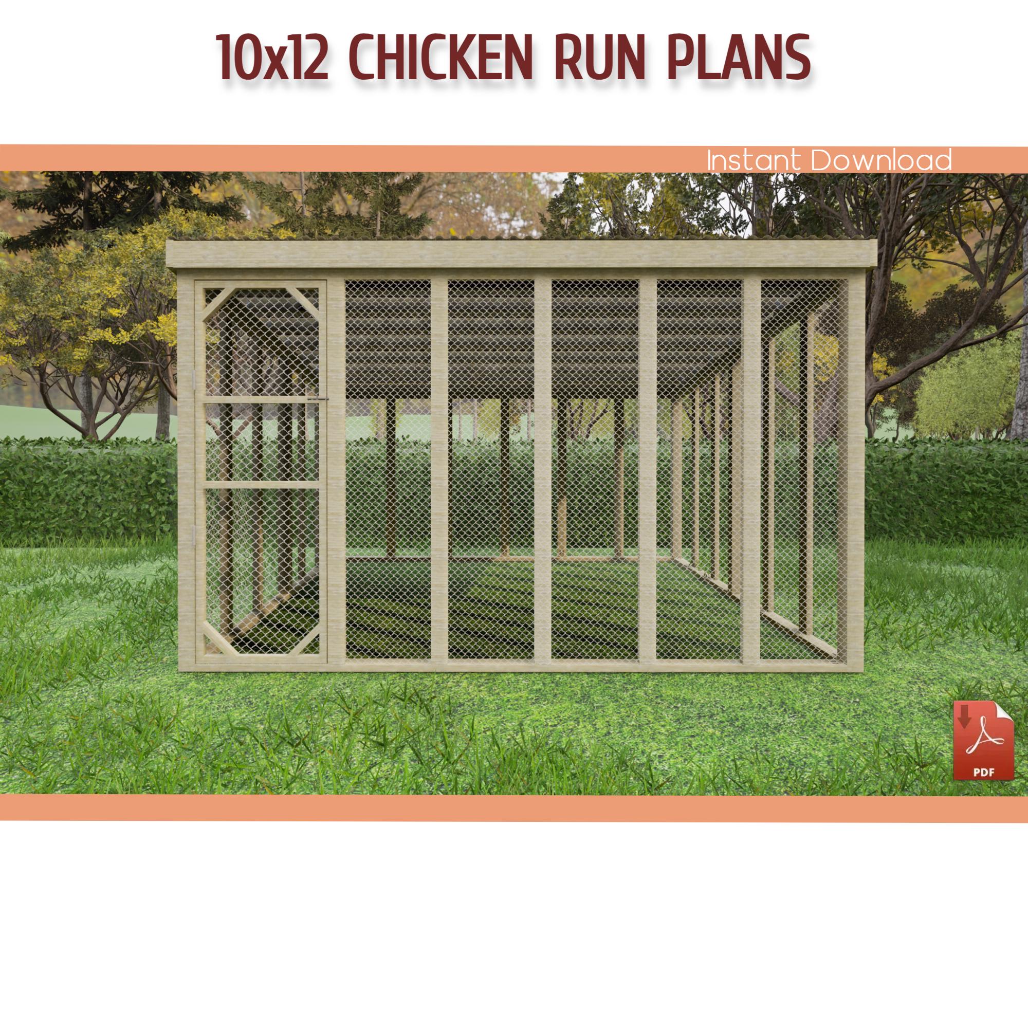 10x12 Walk-in Chicken Coop Run DIY Building Plans (PDF Download) - Etsy