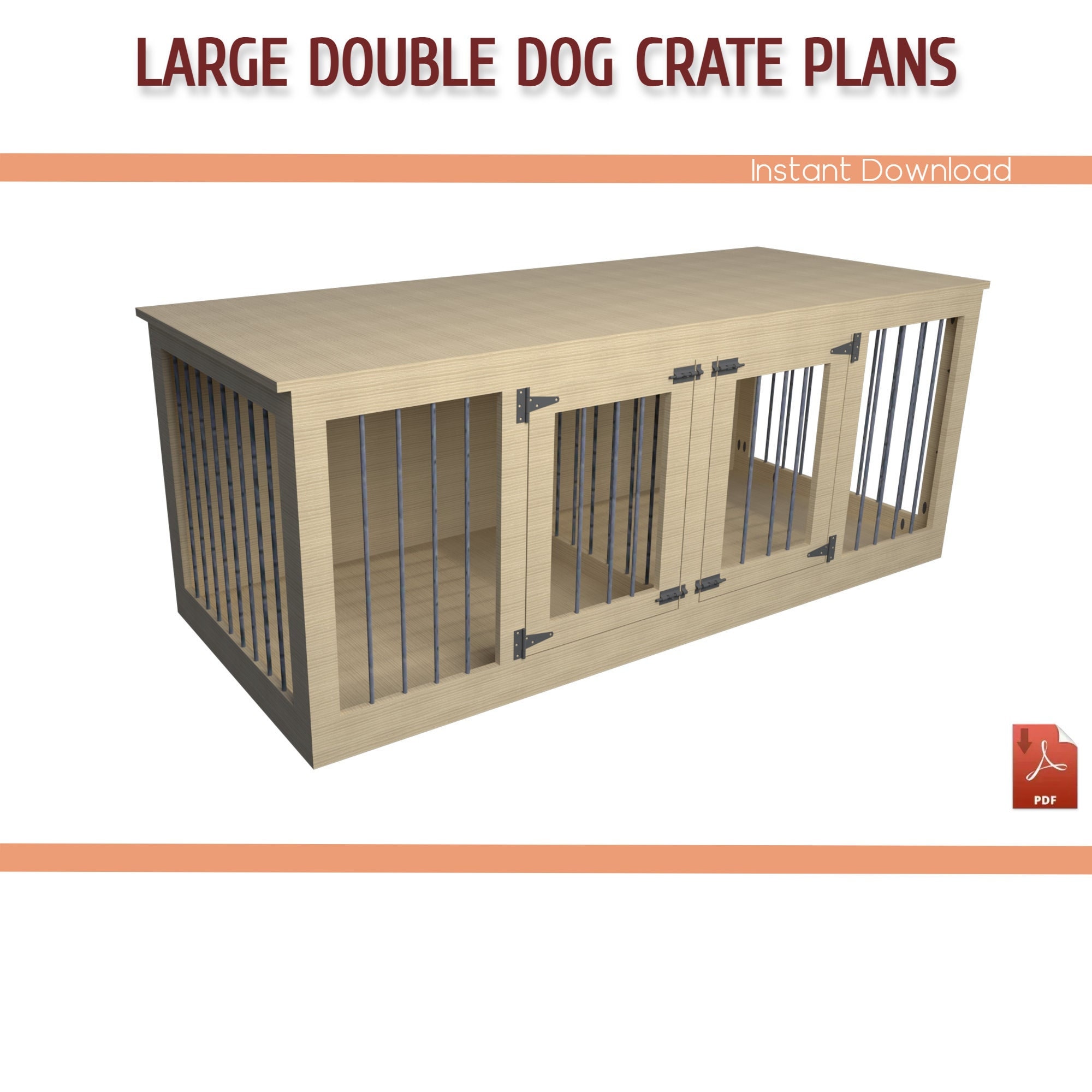 Large Double Dog Kennel Building Plans DIY Large Wooden Dog Etsy