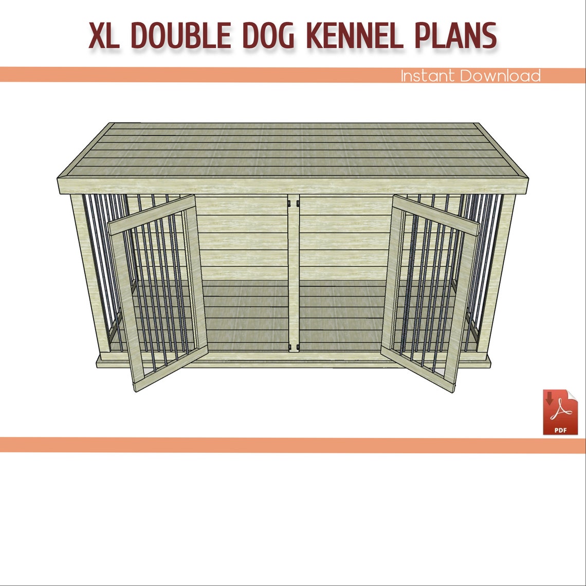 Double Dog Kennel DIY Plans XL Wooden Dog Crate Building Etsy