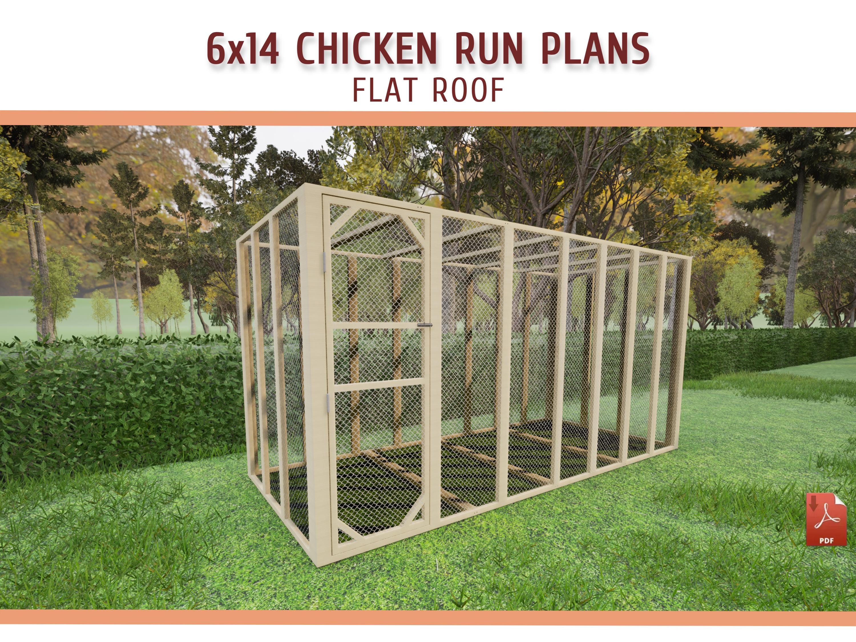 6x14 Large Walk-in Chicken Coop Run Building Plans - 6x14 Chicken Run DIY Plans - Download PDF