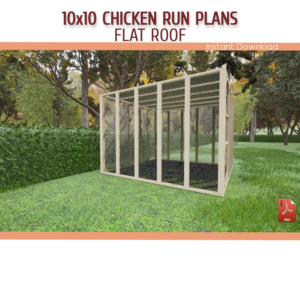 10x10 Chicken Run Plans | DIY Walk in Poultry Enclosure - Backyard Coop ...