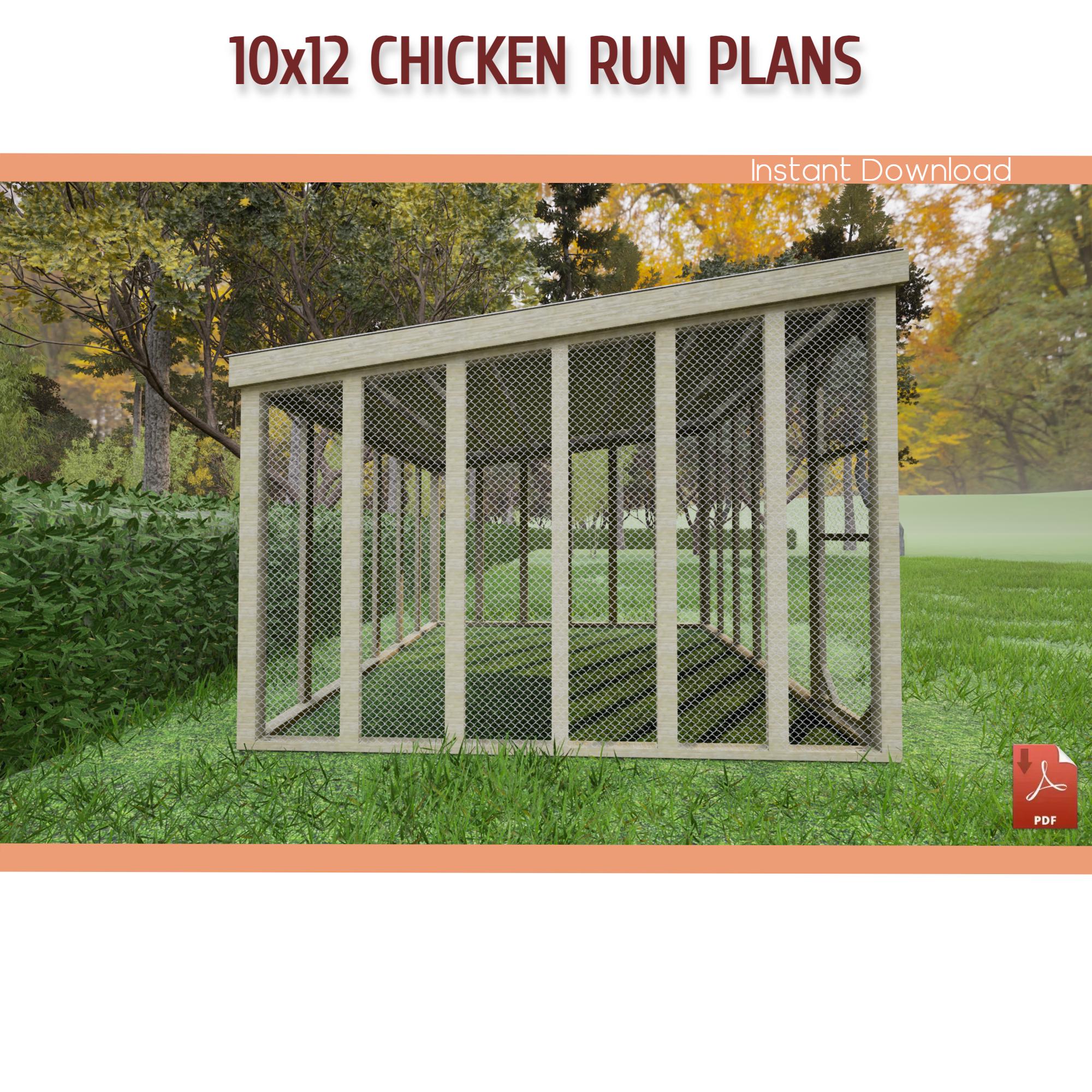 10x12 Walk-in Chicken Coop Run DIY Building Plans (PDF Download) - Etsy