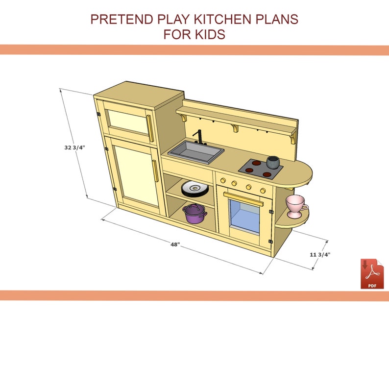 Play Kitchen Plans DIY Play Kitchen Pretend Play Kitchen | Etsy