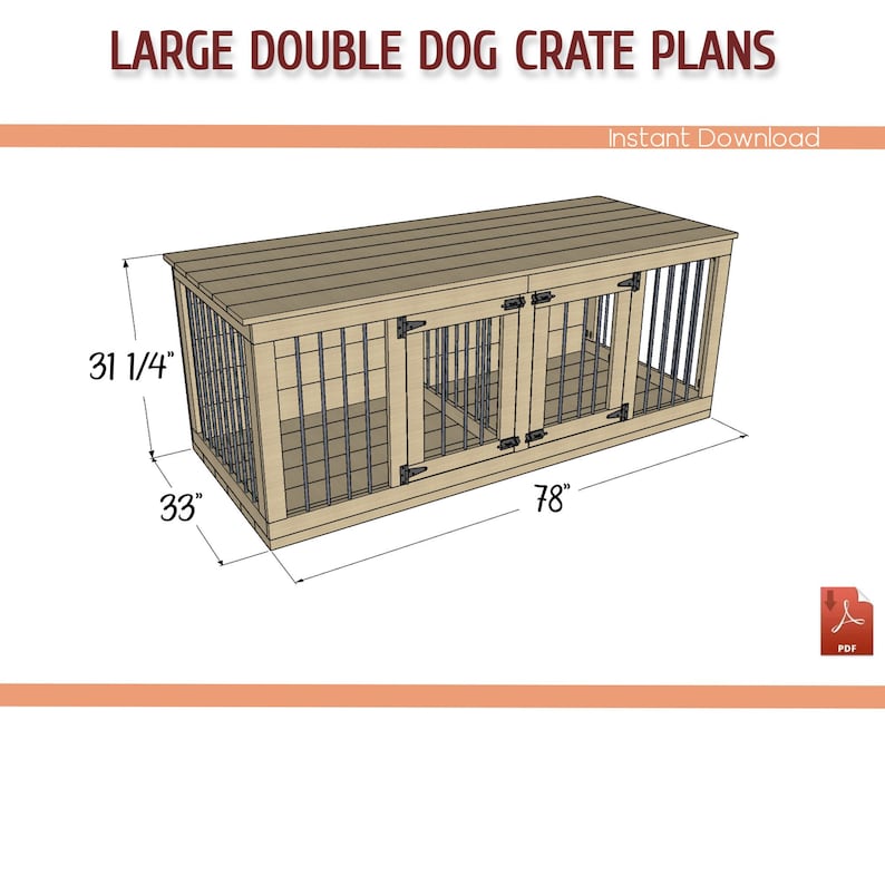 Large Double Dog Kennel Building Plans DIY Large Wooden Dog Etsy