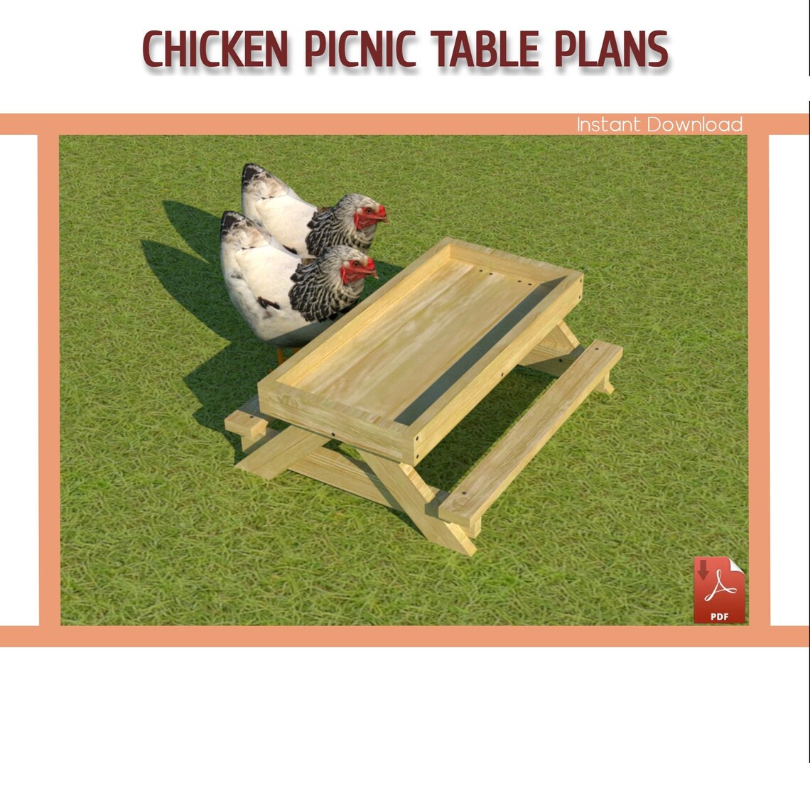 Chicken Picnic Table Plans DIY Chicknic Table Plans | Etsy