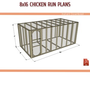 8x16 Large Chicken Coop Run DIY Plans 8x16 Chicken Run Building Plans ...