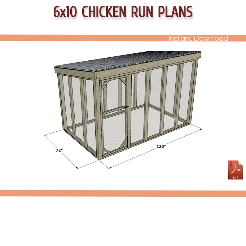 6x10 Chicken Coop Run Building Plans DIY Chicken Run Plans Etsy