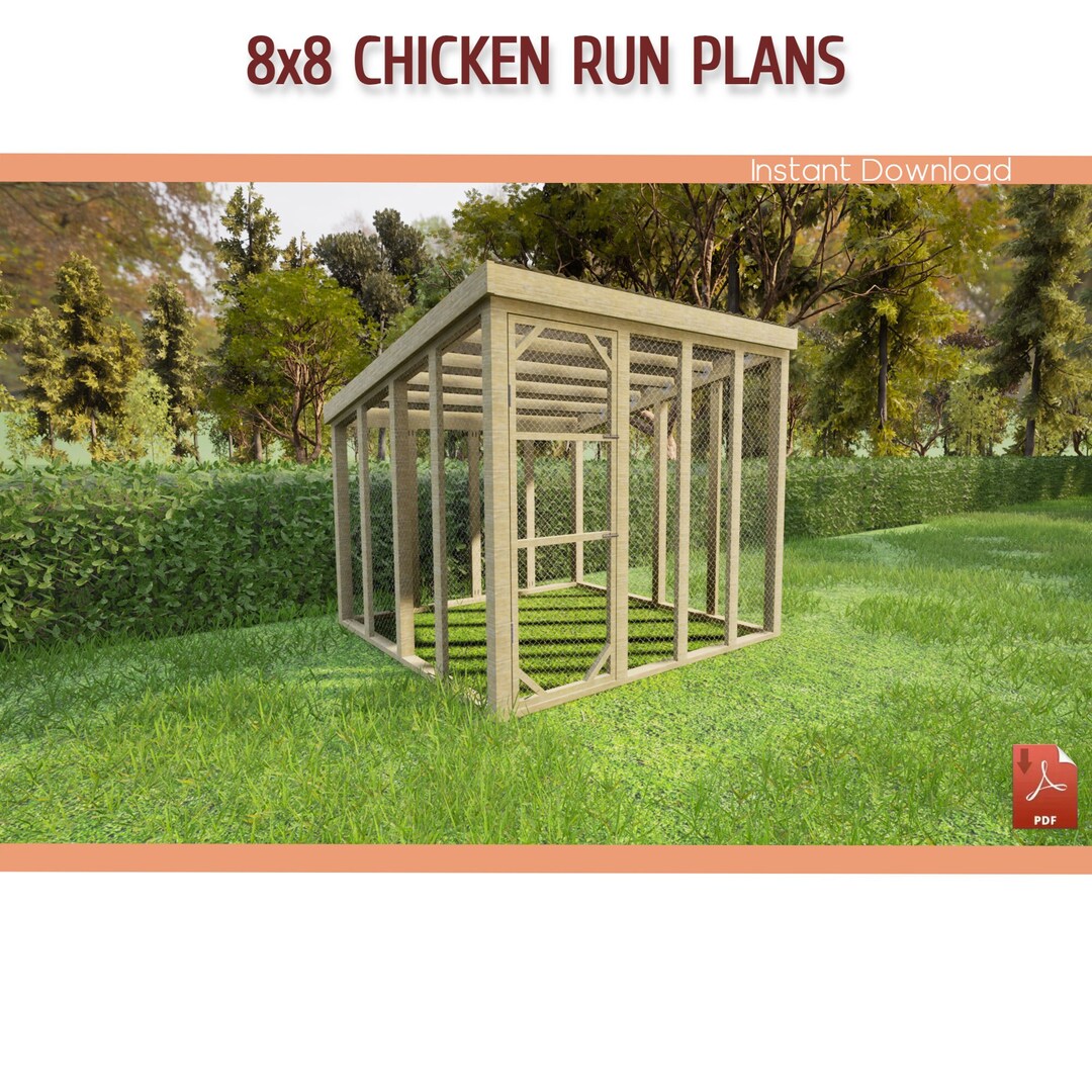 8x8 Chicken Coop Run Building Plans 8x8 Walkin Bird Aviary DIY Plans