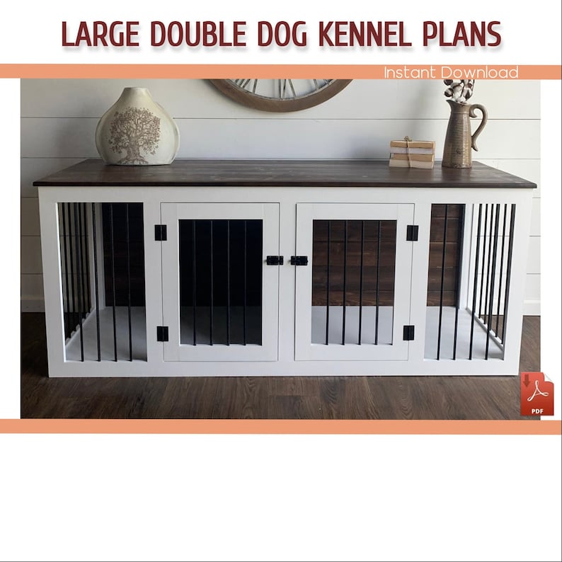 Large Double Dog Kennel DIY Plans Large Wooden Dog Crate Etsy
