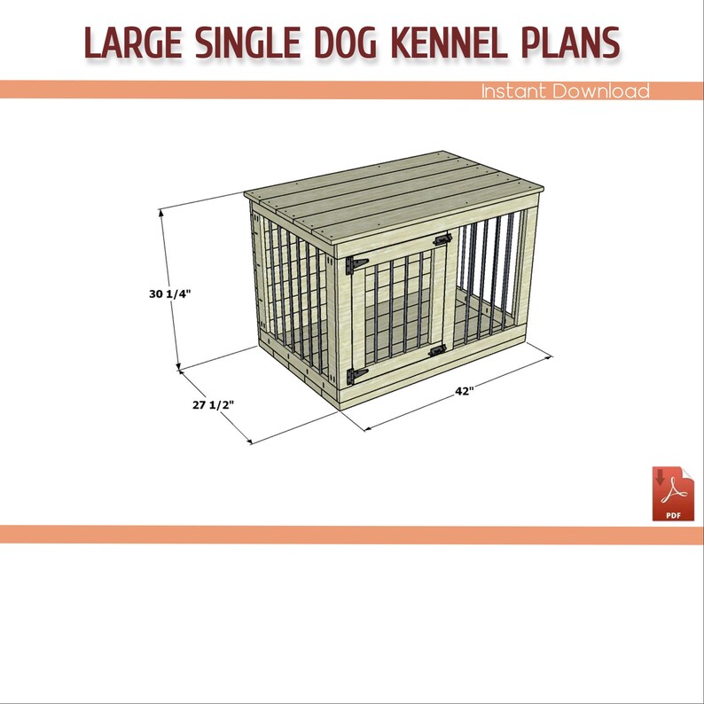 Large Sıngle Dog Crate DIY Plans Large Wooden Dog Kennel Etsy