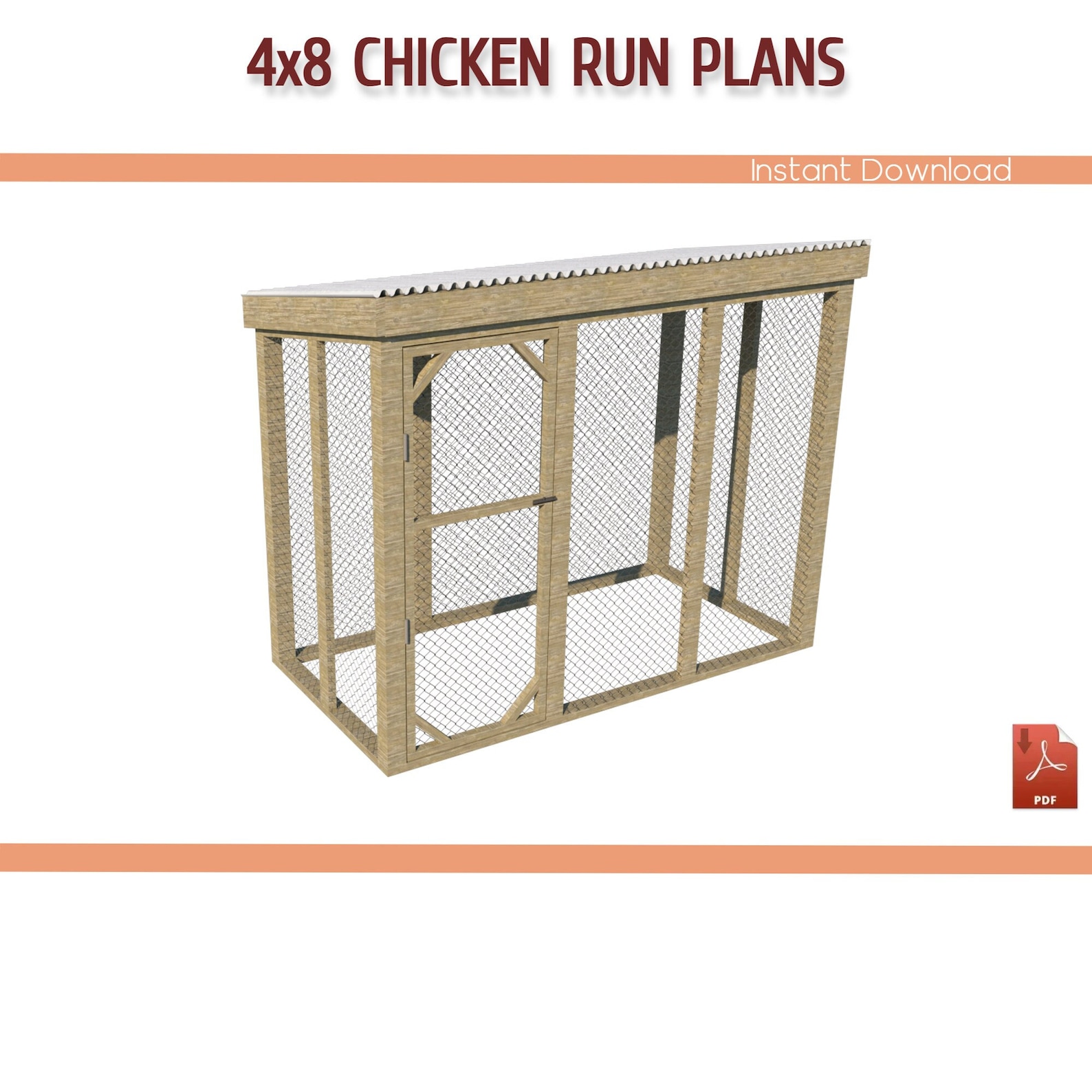 4x8 Chicken Coop Run Plans DIY Chicken Run Building Plans Etsy
