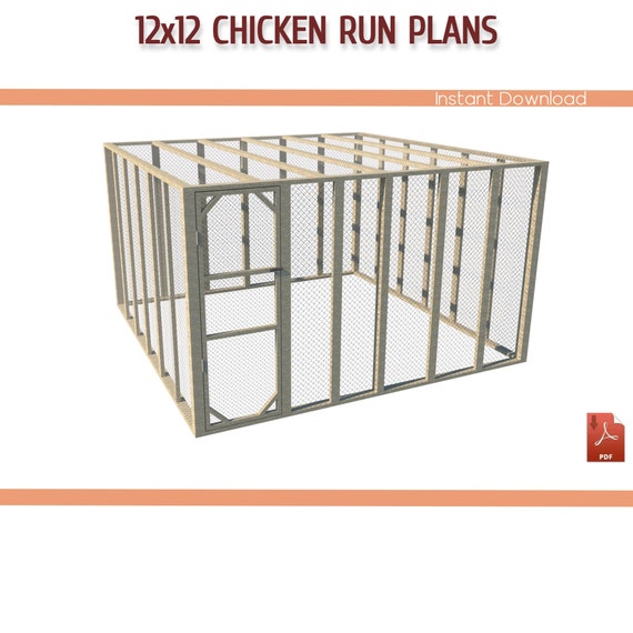 12x12 Chicken Coop Run DIY Plans – Walk-in Design (Download PDF)