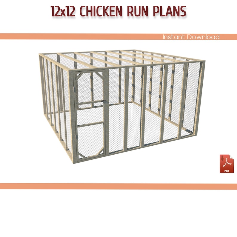 12x12 flat roof chicken run building plans - Download PDF